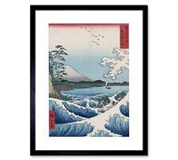 Wee Blue Coo Utagawa Hiroshige Sea Off Satta Artwork Framed Wall Art Print 12X16 Inch