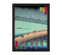Wee Blue Coo Utagawa Hiroshige Shower Shin Ohashi Bridge Artwork Framed Wall Art Print 18X24 Inch