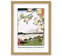 Wee Blue Coo Utagawa Hiroshige Suijin Shrine And Massaki On The Sumida River Painting Artwork Framed Wall Art Print A4