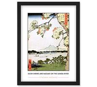 Wee Blue Coo Utagawa Hiroshige Suijin Shrine And Massaki On The Sumida River Painting Artwork Framed Wall Art Print A4
