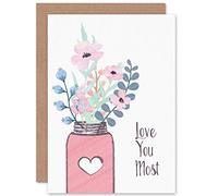 Wee Blue Coo Valentines Love You Most Flowers Sweet Greetings Card Cp3264