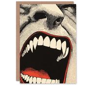 Wee Blue Coo Vampire Werewolf Comic Pop Art Trick or Treat Haunted Scary Halloween Card Blank For All
