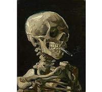 Wee Blue Coo Van Gogh Head Skeleton Burning Cigarette Unframed Art Print Poster Wall Decor 12X16 Inch