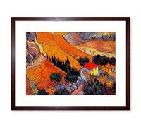 Wee Blue Coo Van Gogh Landscape With House Ploughman 1889 Artwork Framed Wall Art Print 12X16 Inch