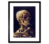 Wee Blue Coo Van Gogh Skull With A Burning Cigarette Framed Wall Art Print