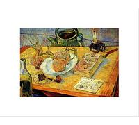 Wee Blue Coo VAN GOGH STILL LIFE DRAWING BOARD PIPE ONIONS WAX OLD ART PRINT B12X2198