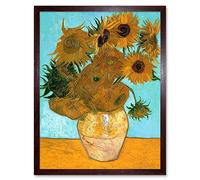 Wee Blue Coo Van Gogh Vase With Twelve Sunflowers Art Print Framed Poster Wall Decor 12x16 inch