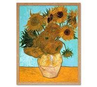 Wee Blue Coo Van Gogh Vase With Twelve Sunflowers Art Print Framed Poster Wall Decor 12x16 inch