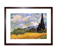 Wee Blue Coo Van Gogh Wheat Field Cypresses 1889 Painting Picture Framed Wall Art Print