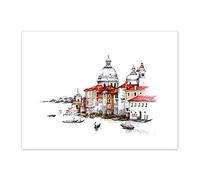 Wee Blue Coo Venetian Cityscape Illustration Art Print Canvas Premium Wall Decor Poster