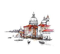Wee Blue Coo Venetian Cityscape Illustration Art Print Poster Wall Decor 12X16 Inch