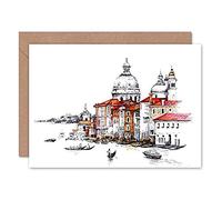 Wee Blue Coo Venetian Cityscape Illustration Greeting Card With Envelope Inside Premium Quality