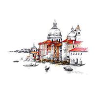 Wee Blue Coo Venetian Cityscape Illustration Large Wall Art Print Canvas Premium Poster