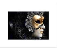 Wee Blue Coo Venetian Mask Ball Masquerade Gold Black Picture Wall Art Print