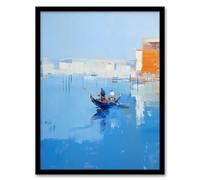 Wee Blue Coo Venice Visions Grand Canal Gondola Blue Artwork Framed Wall Art Print A4
