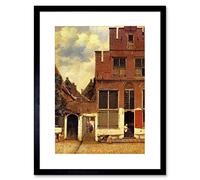 Wee Blue Coo VERMEER LITTLE STREET OLD MASTER BLACK FRAMED ART PRINT B12X645