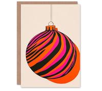Wee Blue Coo Vibrant Bauble Pink Orange Modern Fun Xmas For Mum Christmas Card