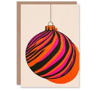 Wee Blue Coo Vibrant Bauble Pink Orange Modern Fun Xmas For Mum Christmas Card Wee Blue Coo Orange