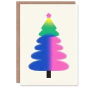 Wee Blue Coo Vibrant Gradient Colour Tree Modern Fun Xmas Art Blank For All Christmas Card