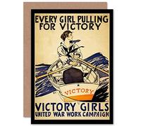 Wee Blue Coo VICTORY GIRLS WAR WORK CAMPAIGN PULLING BOAT ROWING GREETINGS CARD