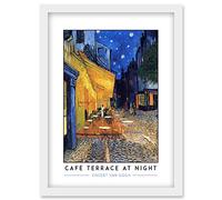 Vincent Van Gogh Café Terrace At Night Place Du Forum Post-Impressionist Painting Artwork Framed Wall Art Print A4 Artery8 White One Size