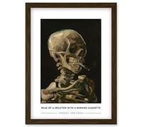 Wee Blue Coo Vincent Van Gogh Head Of A Skeleton With A Burning Cigarette Painting Artwork Framed Wall Art Print A4