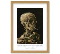 Wee Blue Coo Vincent Van Gogh Head Of A Skeleton With A Burning Cigarette Painting Artwork Framed Wall Art Print A4