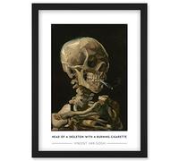Wee Blue Coo Vincent Van Gogh Head Of A Skeleton With A Burning Cigarette Painting Artwork Framed Wall Art Print A4