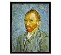 Wee Blue Coo Vincent Van Gogh Self Portrait Old Master Painting Art Print Framed Poster Wall Decor 12X16 Inch