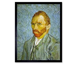 Wee Blue Coo Vincent Van Gogh Self Portrait Old Master Painting Art Print Framed Poster Wall Decor 12X16 Inch