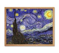 Wee Blue Coo Vincent Van Gogh Starry Night Old Master Painting Art Print Framed Poster Wall Decor 12X16 Inch