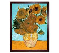 Wee Blue Coo Vincent Van Gogh Still Life Vase With Twelve Sunflowers Old Art Print Framed Poster Wall Decor 12X16 Inch