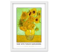Wee Blue Coo Vincent Van Gogh Vase With Twelve Sunflowers Painting Artwork Framed Wall Art Print A4