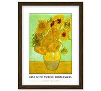 Wee Blue Coo Vincent Van Gogh Vase With Twelve Sunflowers Painting Artwork Framed Wall Art Print A4