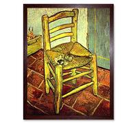 Wee Blue Coo Vincent Van Gogh Vincent's Chair With Pipe Old Master Painting Art Print Framed Poster Wall Decor 12X16 Inch