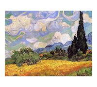 Wee Blue Coo Vincent Van Gogh Wheat Field With Cypresses 1889 Painting Art Print Poster Wall Decor 12X16 Inch