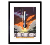 Wee Blue Coo Vintage Ad Soviet Space Rocket Launch USSR Framed Wall Art Print