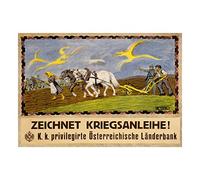 Wee Blue Coo Vintage Ad War WWI Austria Hungary Loan Fund Plow Plough Wall Art Print