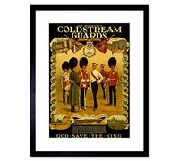 Wee Blue Coo Vintage Ad War WWI Britain Enlist Coldstream Guard King Framed Wall Art Print