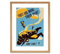 Wee Blue Coo VINTAGE AD WAR WWII DOING THEIR PART PARATROOPER SOLDIER FRAMED PRINT F97X6097
