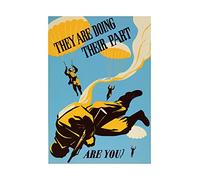 Wee Blue Coo Vintage Ad War WWII Doing Their Part Paratrooper Soldier Wall Art Print