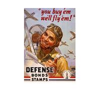 Wee Blue Coo Vintage Ad War WWII Pilot Air Force Bond Fighter Jet USA Wall Art Print