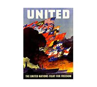 Wee Blue Coo Vintage Ad War WWII United Nations Warship Flag Bomber Wall Art Print