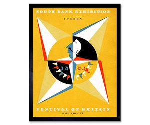 Wee Blue Coo Vintage Advert Exhibition Festival Britain 1951 Art Print Framed Poster Wall Decor 12X16 Inch