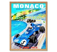 Wee Blue Coo Vintage Advert Motor Sport Monaco Grand Prix 1973 Art Print Framed Poster Wall Decor 12X16 Inch