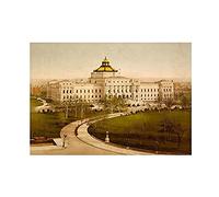 Wee Blue Coo Vintage Architectural Library Congress Washington USA Wall Art Print