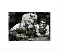 Wee Blue Coo Vintage B&W Factory Industry Workers Plant Tubular Steel Weld Wall Art Print