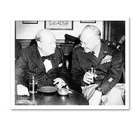 Wee Blue Coo Vintage B&W History Winston Churchill Eisenhower Raleigh Art Print Framed Poster Wall Decor 12X16 Inch