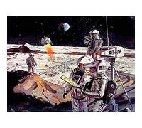 Wee Blue Coo Vintage Book Cover Space Lunar Surface Robert Mccall Vintage Book Art Print Poster Wall Decor 12X16 Inch