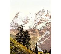 Wee Blue Coo Vintage Colour Tint Eiger Monch Swiss Alps Mountain Art Print Poster Wall Decor 12X16 Inch